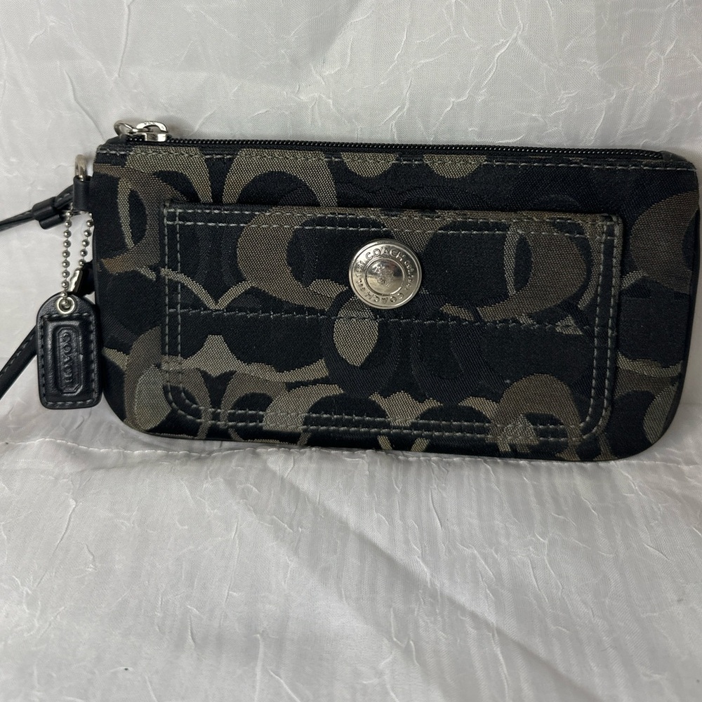Coach Black, Gray, and Tan Wristlet with Silver Hardware - Picture 9 of 9